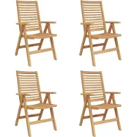 vidaXL Chaise, lot de 4, marron, 64,5 x 52 x 108 cm, bois de teck massif