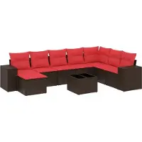 vidaXL Ensemble de 9 canapés de jardin avec coussins, marron, polyrattan
