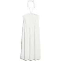 Superdry Femme Robe de Plage Mi-longue Smockée Blanc Taille: 44