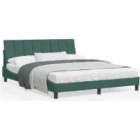 DKD Home Decor Cadre de lit avec tête de lit vert foncé 160x200 cm velours