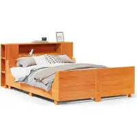 vidaXL Lit en bois massif sans matelas pin brun cireux 135x190 cm