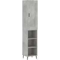 vidaXL Highboard gris béton 34,5x34x180 cm Bois composite