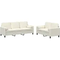 vidaXL Ensemble de canapés 2 pièces avec coussins Crème Velours