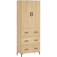 vidaXL Highboard chêne Sonoma 69,5x34x180 cm Matériau dérivé du bois