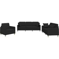 vidaXL Ensemble de canapés 3 pièces avec coussins Tissu noir