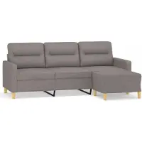 vidaXL Canapé 3 places avec pouf Taupe 180 cm Tissu