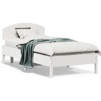 vidaXL Lit en pin massif sans matelas blanc 75x190 cm
