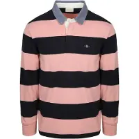 Gant Polo Heavy Rugger Shield Rayures Marine Bleu foncé Bleu Rose taille L