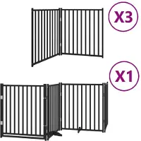 vidaXL Porte pour chien 10 pièces avec porte Pliable Noir 800 cm Bois de peuplier