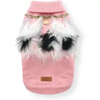 Croci Hundespullover Mit Federn Rosa / Weiss