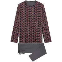Hom Pyjama long ' Long Sleepwear Westgate ' gris / rouge