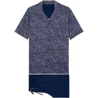 Hom Pyjama court ' Sleepwear Vineyard ' bleu marine / turquoise / rose