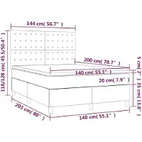 vidaXL Lit boxspring avec matelas bleu foncé 140x200 cm velours