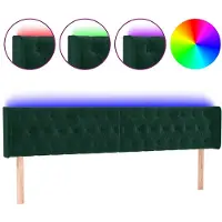 vidaXL Tête de lit LED vert foncé 203x16x78/88 cm velours