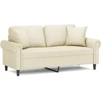 vidaXL Canapé 2 places avec oreillers crème 140 cm similicuir