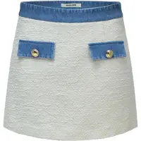Salsa Jeans Pantalon 'Tweed Skort With Denim Belt' blanc