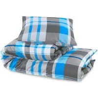 vidaXL Ensemble de literie bleu et gris 155x220 cm coton
