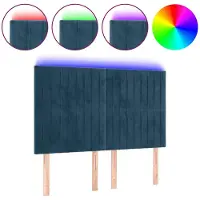 vidaXL Tête de lit LED bleu foncé 144x5x118/128 cm velours