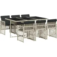 vidaXL Ensemble de jardin 7 pièces avec coussins gris clair Poly rotin
