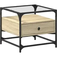 vidaXL Table basse avec plateau en verre Chêne Sonoma 50x50x45 cm Acier