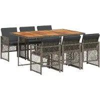 vidaXL Ensemble de jardin 7 pièces avec coussins Gris Poly rotin