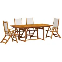 vidaXL Ensemble de jardin 5 pièces en bois massif d'acacia et textilène