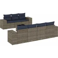 vidaXL Ensemble de 8 canapés de jardin avec coussins, gris, polyrattan