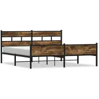 vidaXL Lit métallique sans matelas chêne fumé 183x213 cm