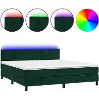 vidaXL Lit boxspring avec matelas & LED vert foncé 160x200 cm velours