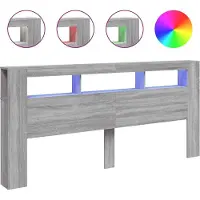 vidaXL Tête de lit LED Gris Sonoma 220x18,5x103,5 cm Bois composite