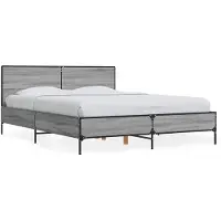 vidaXL Cadre de lit Gris Sonoma 140x190 cm Bois composite et métal