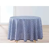Coppens Nappe Antitache Ronde - Diamètre 180 Cm - Carreaux Vichy Bleu - Bleu Bleu
