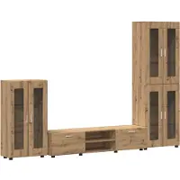vidaXL Ensemble de meubles TV avec porte FLORIN, 3 pièces, en bois d'ingénierie « chêne artisan »