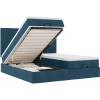 vidaXL Ottoman-lit avec matelas & LEDs bleu foncé 180x200 cm velours