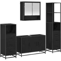 vidaXL Ensemble de meubles de salle de bain , 4 pièces, finition imitation chêne noir, 90 x 33 x 60 cm