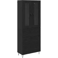 vidaXL Buffet haut noir aspect chêne 69,5 x 34 x 90 cm en aggloméré