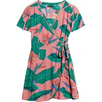 Superdry Printed Wrap Short Sleeve Short Dress Multicolore L Femme