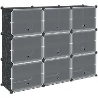 vidaXL Cubes de rangement 9 pcs avec portes noir PP
