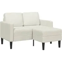 vidaXL Canapé 2 places avec chaise longue en L Crème 125 cm Velours
