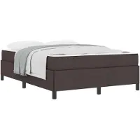 vidaXL Lit à lattes avec sommier tapissé, couleur marron foncé, 140 x 190 cm, revêtement en tissu