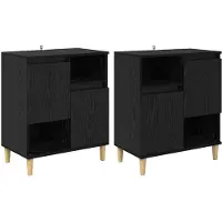 vidaXL Sideboards 2 pcs noir imitation chêne 60 x 35 x 70 cm