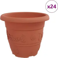 vidaXL Pot À Fleurs Rond 24 Pcs Rouge Brique Ø 26 X 21,5 Cm Plastique