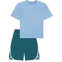 Schiesser Pyjama ' Teens Nightwear ' bleu clair / vert