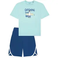 Schiesser Pyjama ' Teens Nightwear ' bleu / turquoise