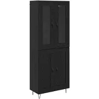 vidaXL Buffet haut noir aspect chêne 69,5 x 34 x 90 cm en aggloméré