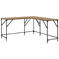 vidaXL Bureau , style artisan, bois imitation chêne, 149 x 149 x 75 cm
