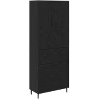 vidaXL Highboard 2 pcs Noir imitation chêne Engineered Wood et verre