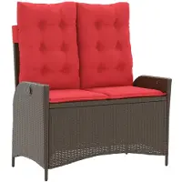 vidaXL Banc de jardin Réglable avec coussins Marron Poly Rattan