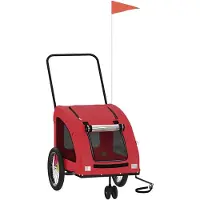 vidaXL Remorque pour vélo Chiens Rouge Tissu Oxford et fer