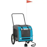vidaXL Remorque pour vélo Chiens Bleu et gris Tissu Oxford et fer